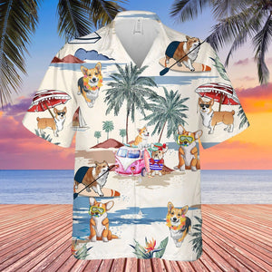 Corgi Summer Beach Hawaiian Shirt