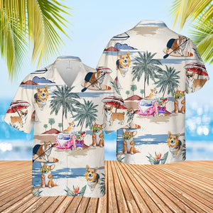 Corgi Summer Beach Hawaiian Shirt