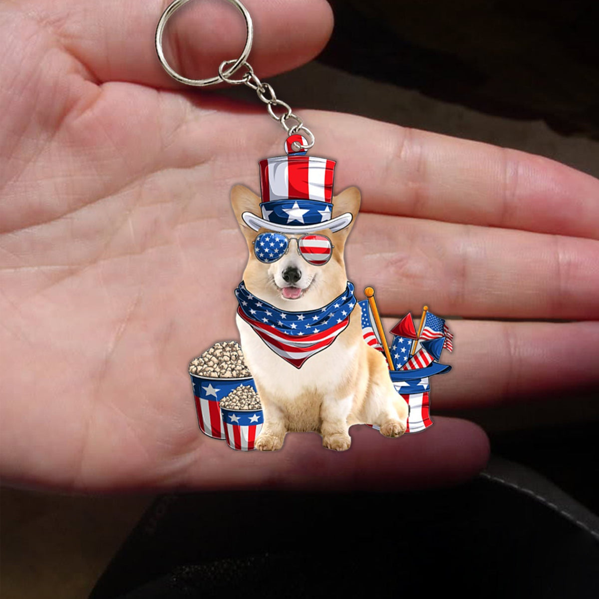 Corgi-July Stuff Flat Acrylic Keychain
