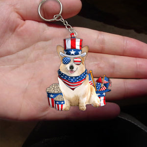Corgi-July Stuff Flat Acrylic Keychain
