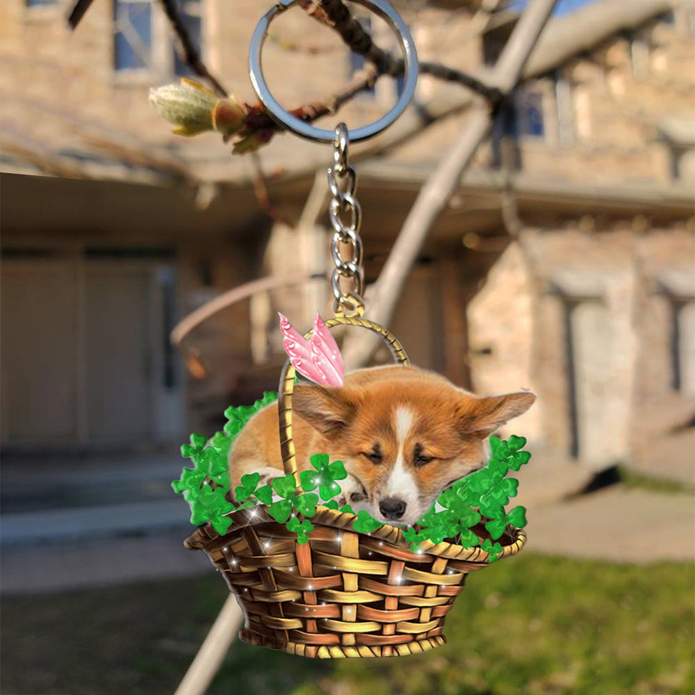 Corgi (2)-Sleeping Lucky Fairy Flat Acrylic Keychain