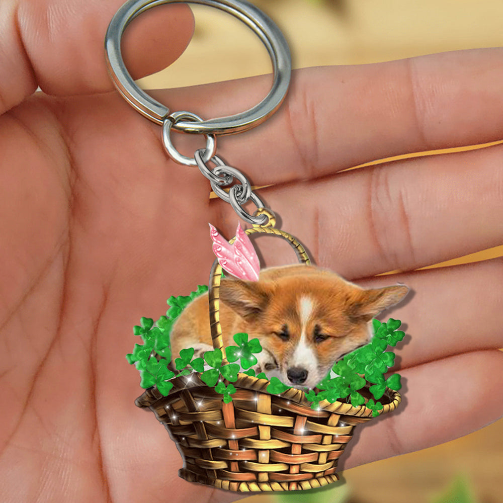 Corgi (2)-Sleeping Lucky Fairy Flat Acrylic Keychain