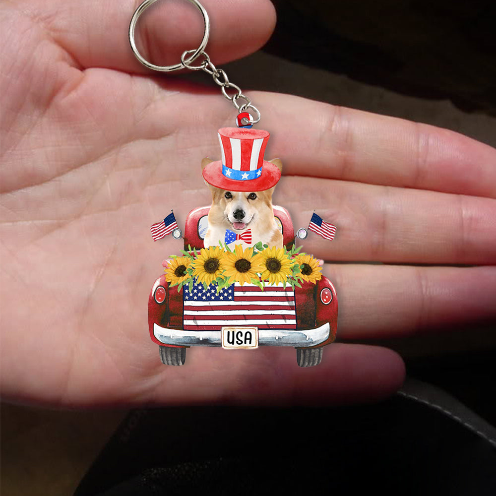 Corgi (2)-USA Truck Flat Acrylic Keychain