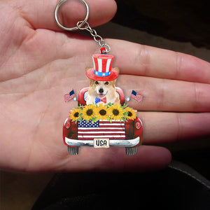Corgi (2)-USA Truck Flat Acrylic Keychain