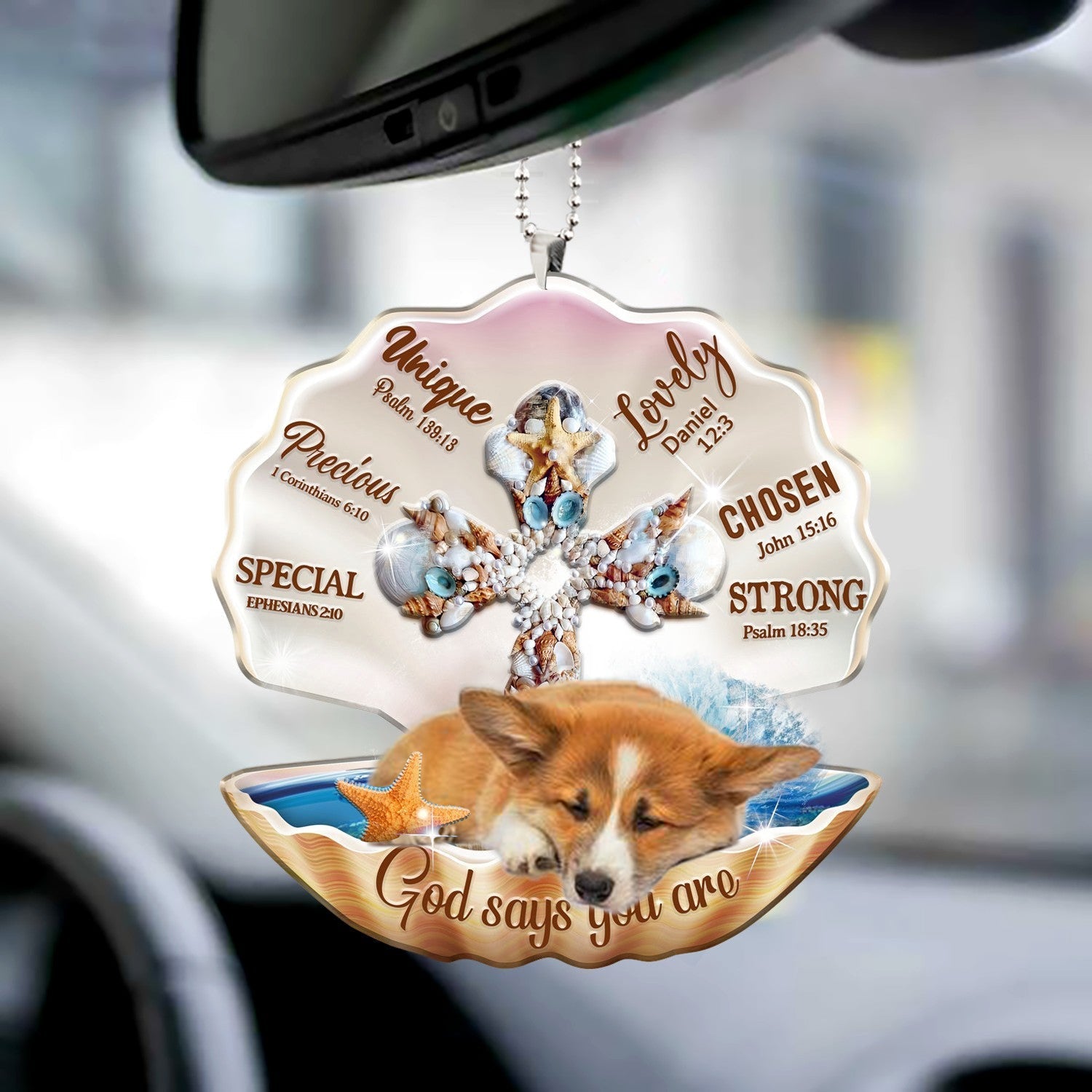 Corgi (2)-You Are Cross In Seashell-Two sides ornament