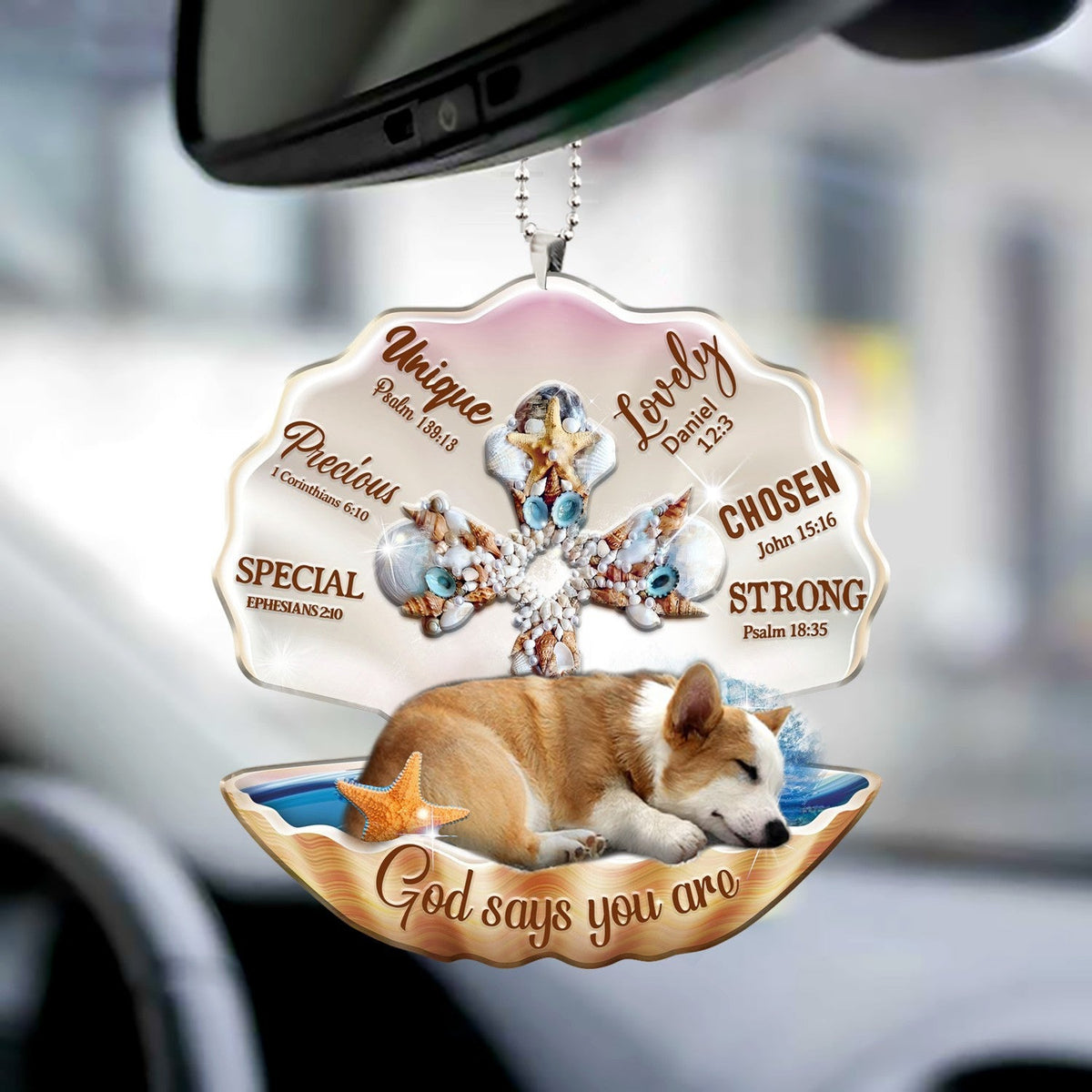 Corgi-You Are Cross In Seashell-Two sides ornament