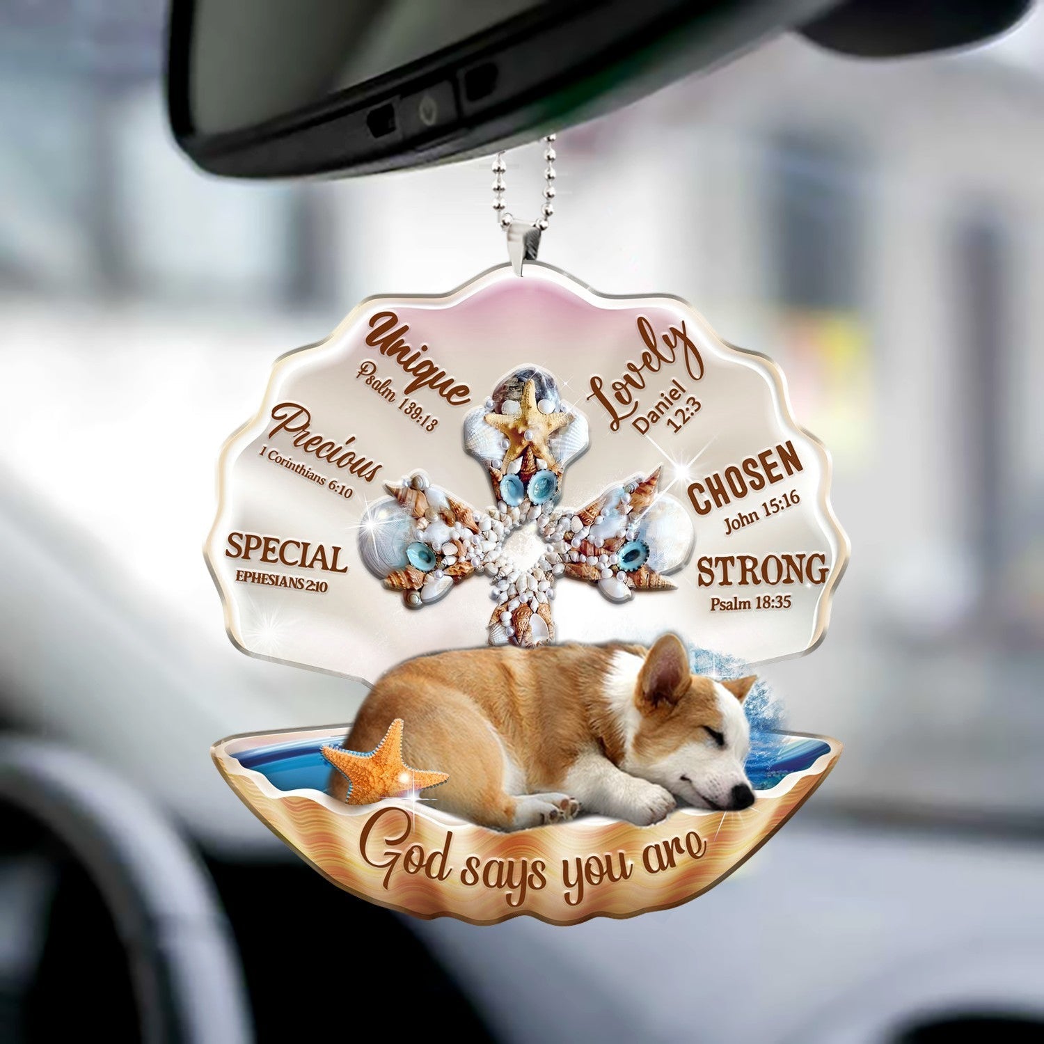 Corgi-You Are Cross In Seashell-Two sides ornament
