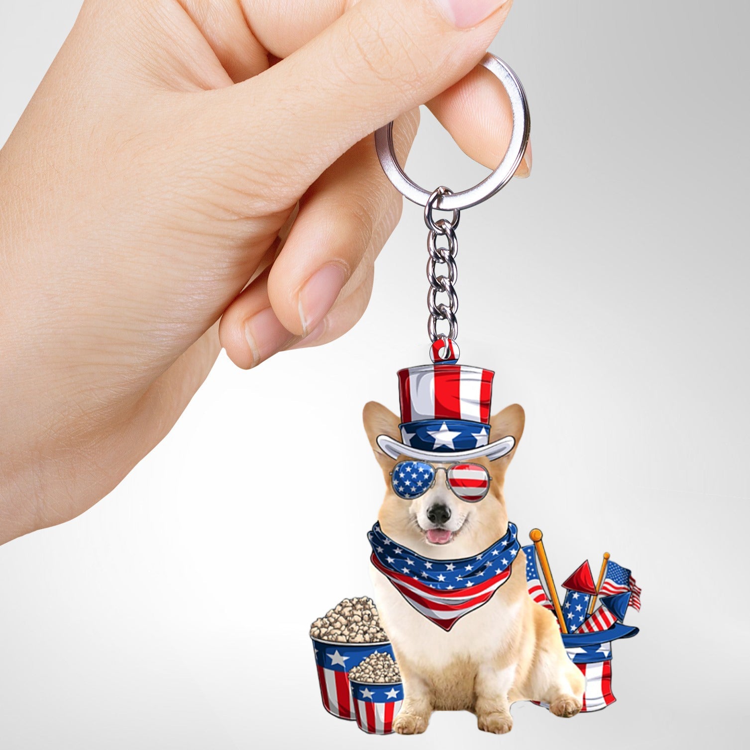 Corgi-July Stuff Flat Acrylic Keychain