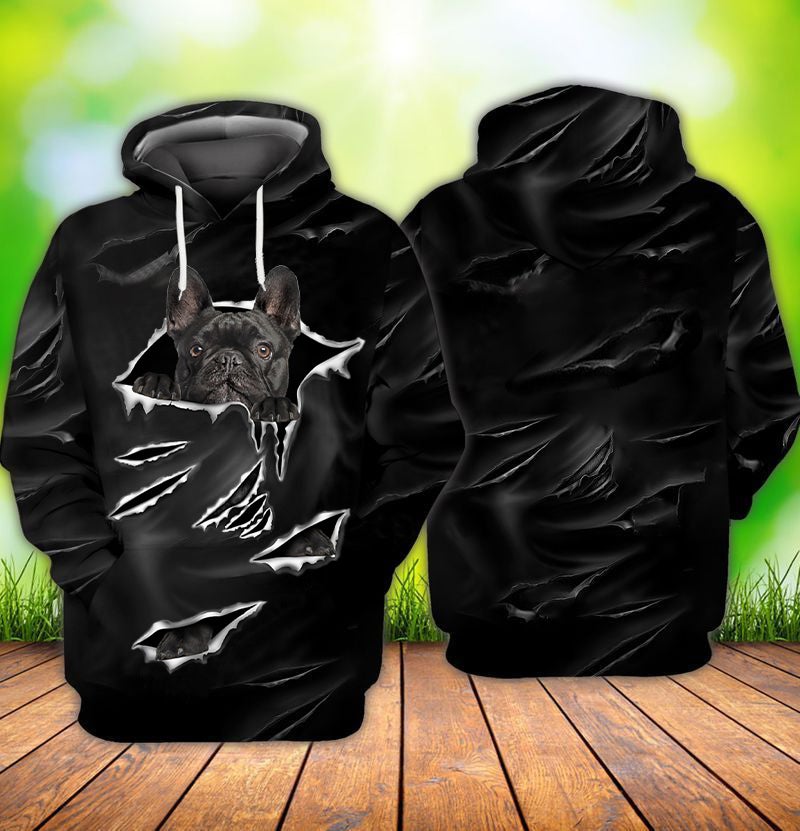 Cracks Black French Bulldog 2 Hoodie