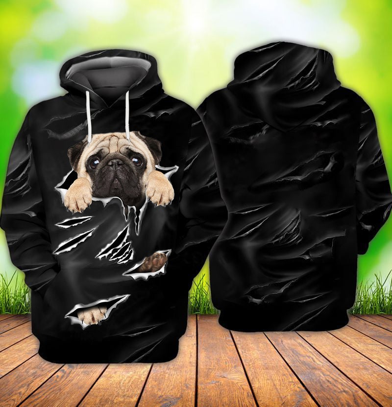 Cracks Pug Hoodie