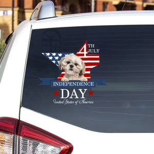 Cream Shih Tzu-Independent Day2 Car Sticker