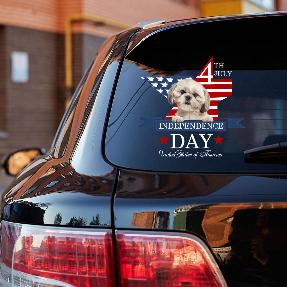 Cream Shih Tzu-Independent Day2 Car Sticker