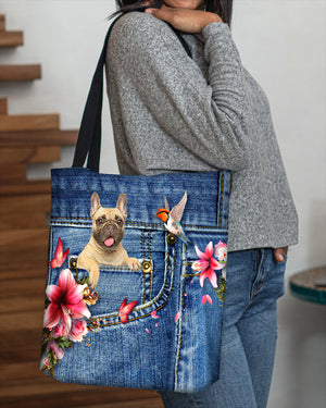 Cream French Bulldog-Lily Cloth Tote Bag