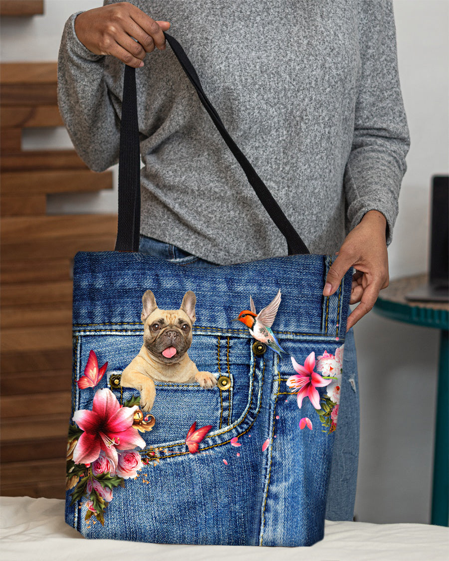 Cream French Bulldog-Lily Cloth Tote Bag