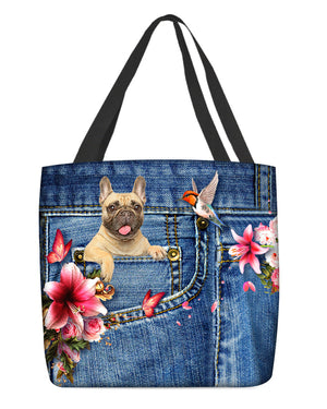 Cream French Bulldog-Lily Cloth Tote Bag