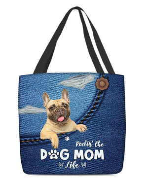 Cream French Bulldog-Dog Mom Life-Cloth Tote Bag