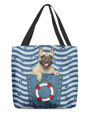 Cream french bulldog On Board-Cloth Tote Bag