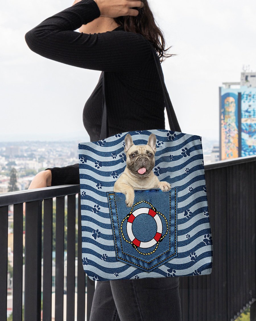 Cream french bulldog On Board-Cloth Tote Bag