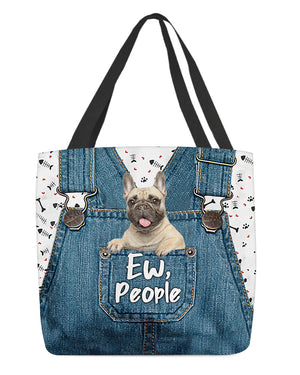 Cream french bulldog-EW people-Cloth Tote Bag