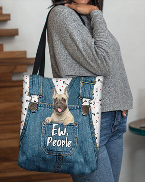 Cream french bulldog-EW people-Cloth Tote Bag