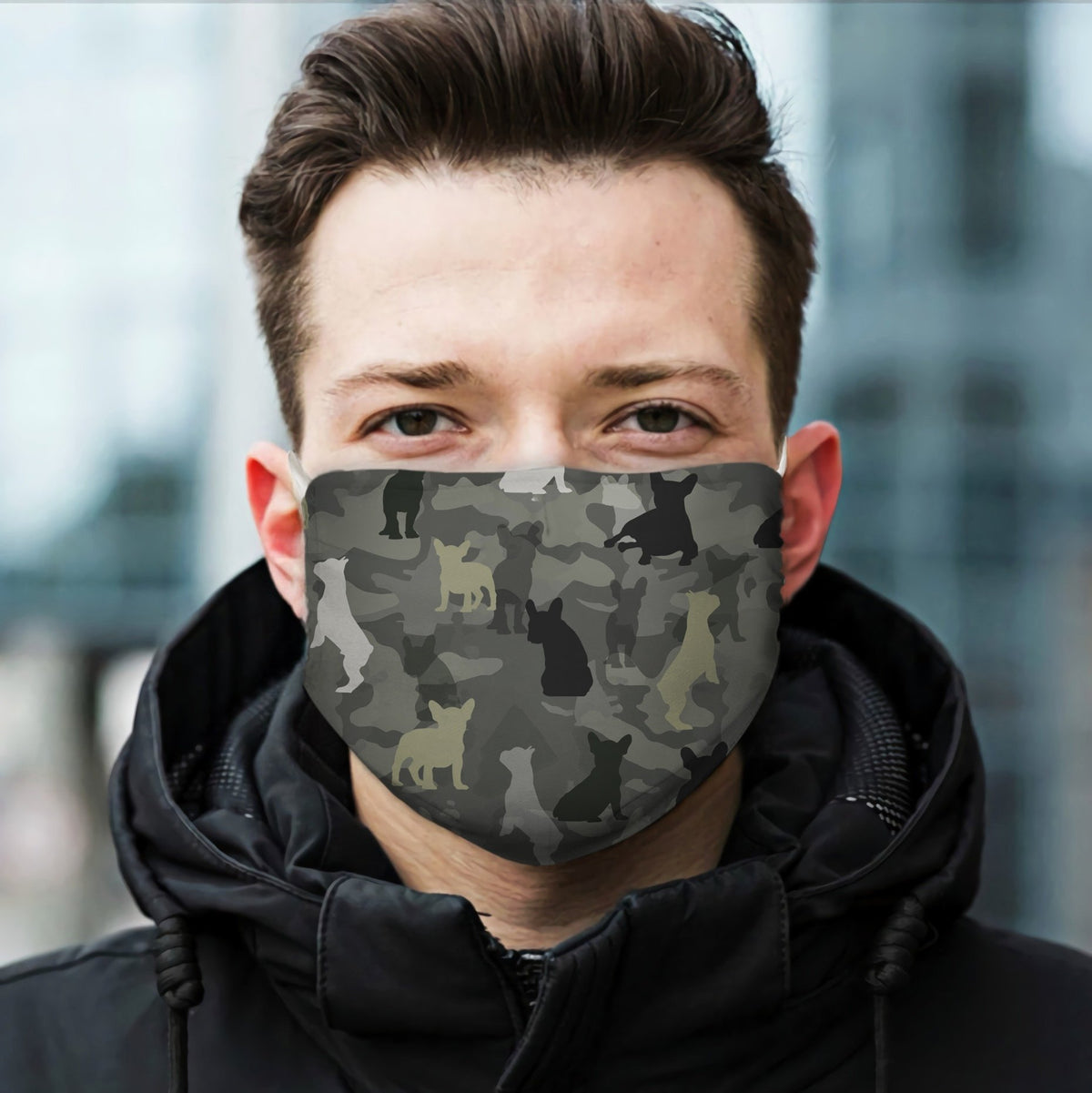 Cute French Bulldog Camo  1304 EZ07 Face Mask