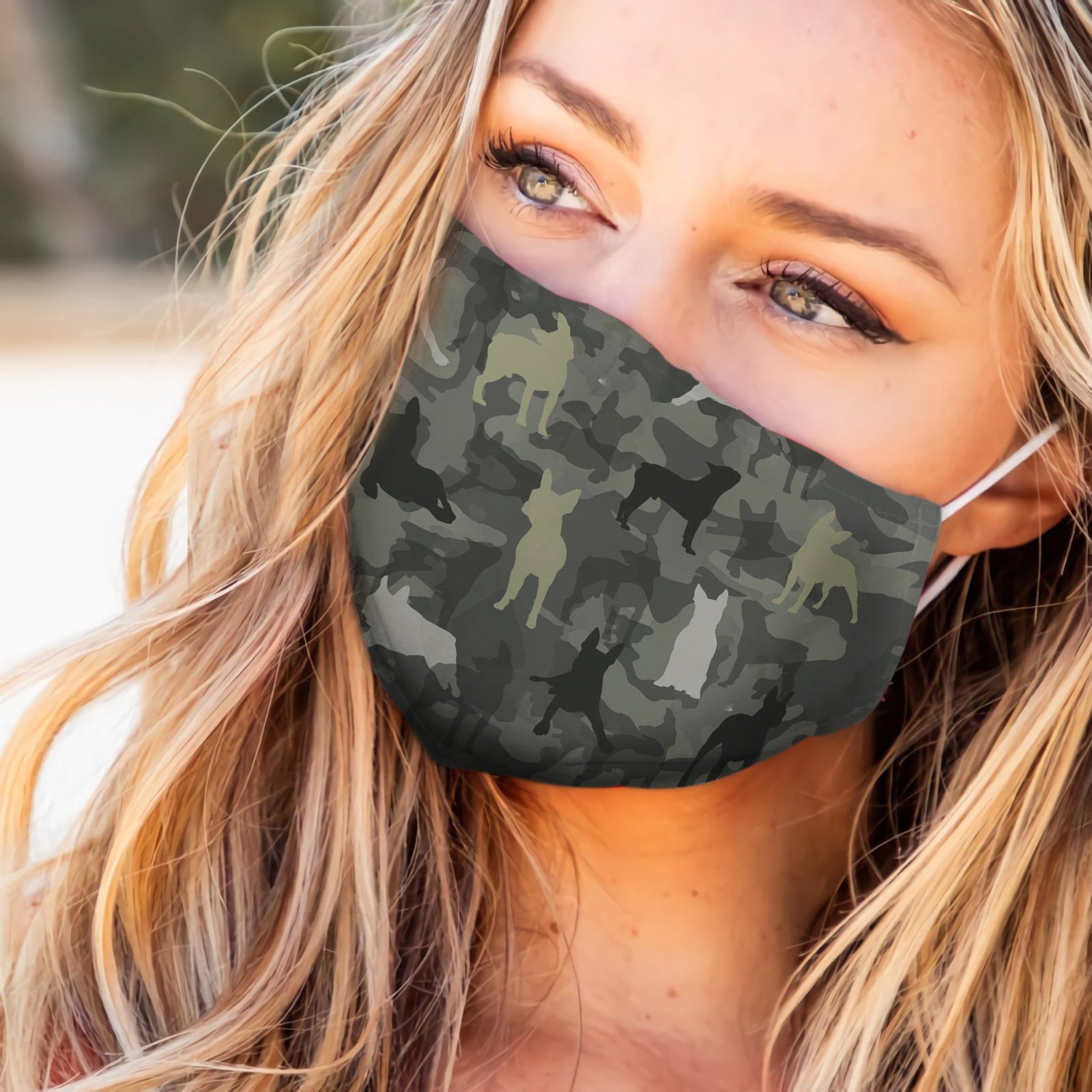 Cute Boston Terrier Camo EZ07 1604 Face Mask