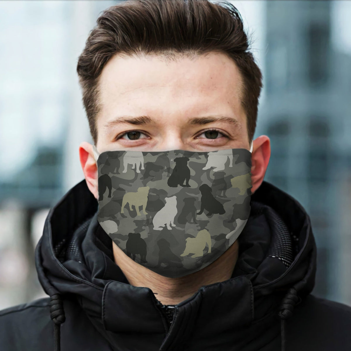 Cute Bulldog Camo EZ07 1604 Face Mask