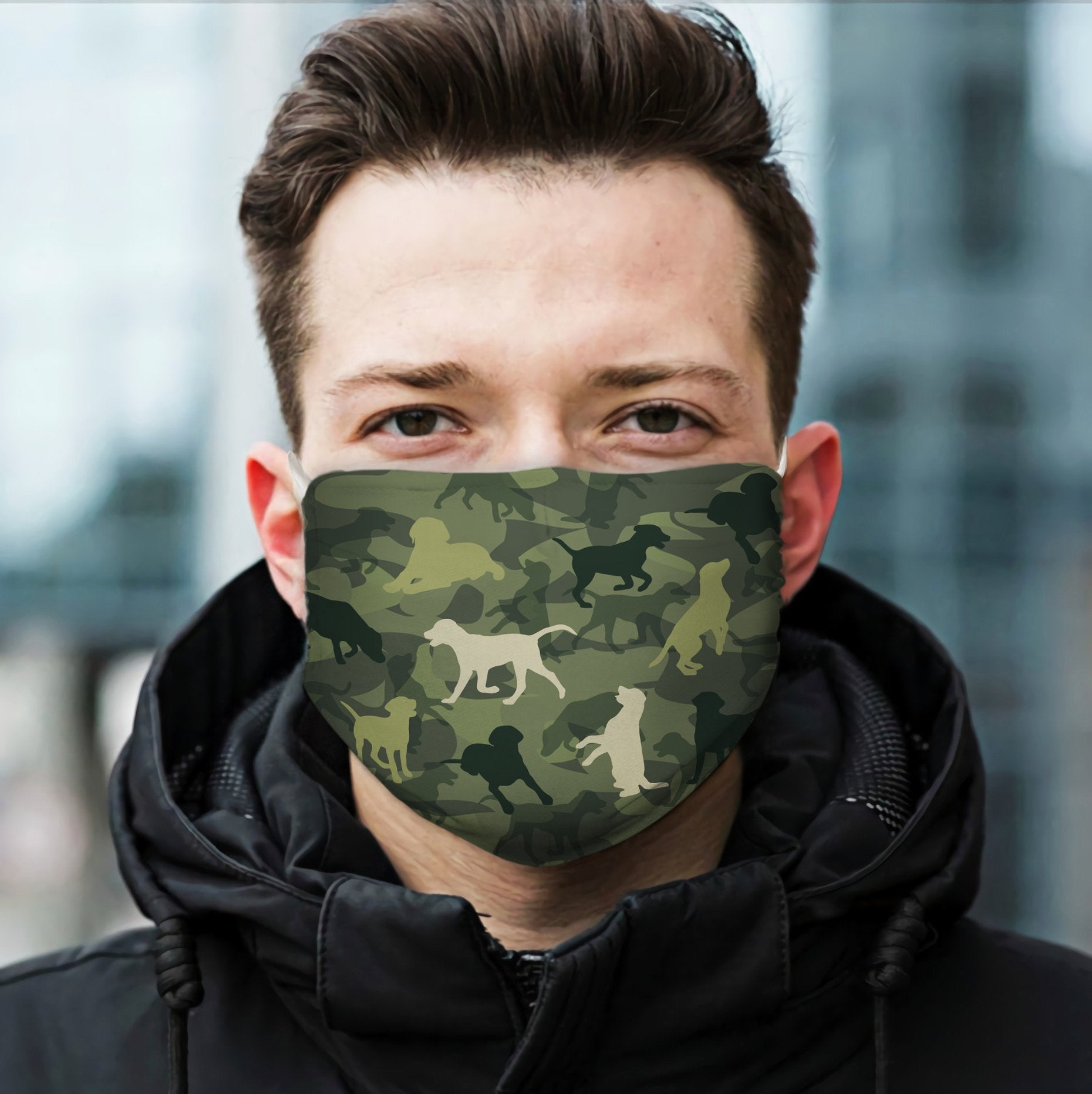 Cute Labrador Camo EZ07 1604 Face Mask