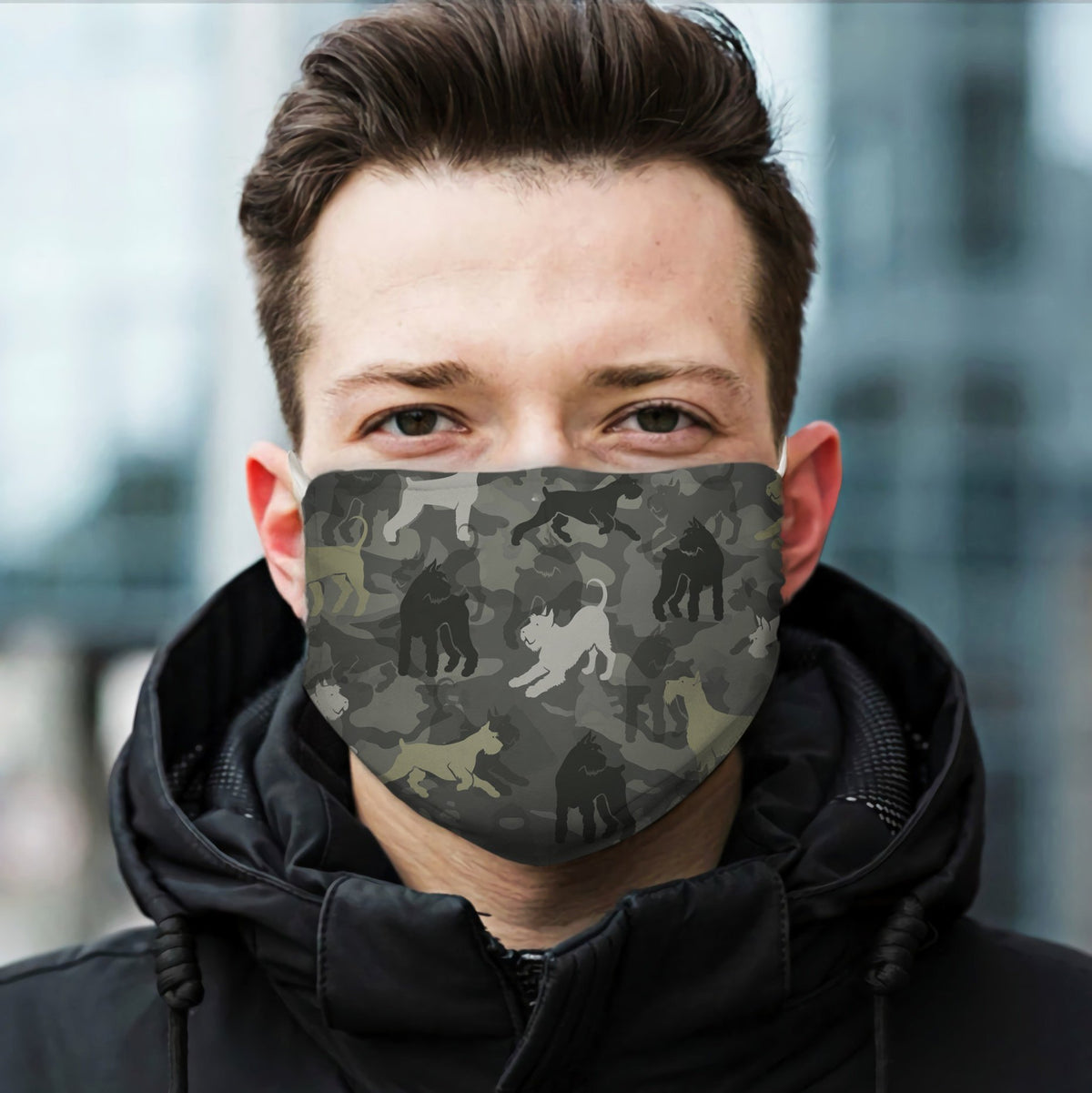 Cute Miniature Schnauzers Camo EZ07 1604 Face Mask