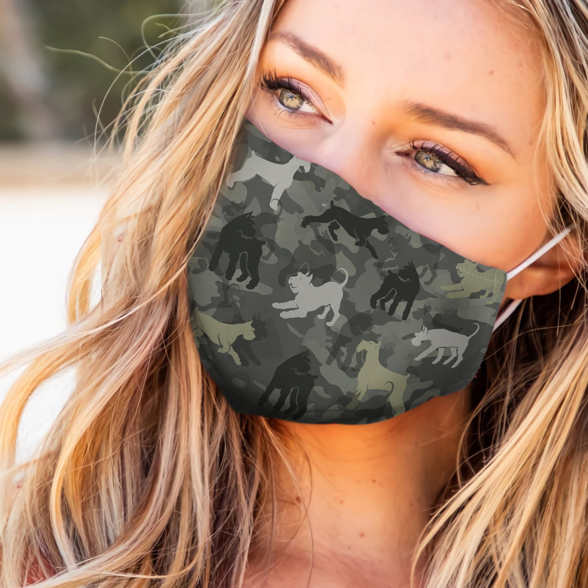 Cute Miniature Schnauzers Camo EZ07 1604 Face Mask