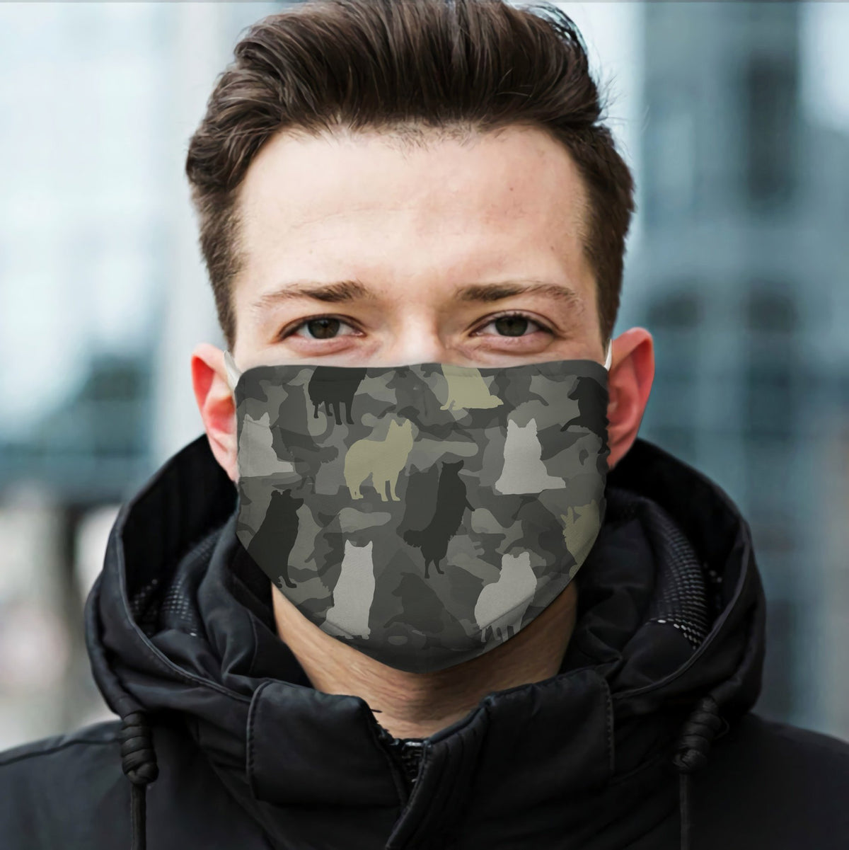 Cute Shetland Sheepdog Camo EZ07 1604 Face Mask