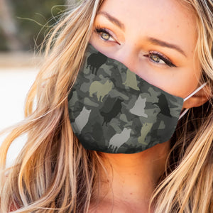 Cute Shetland Sheepdog Camo EZ07 1604 Face Mask
