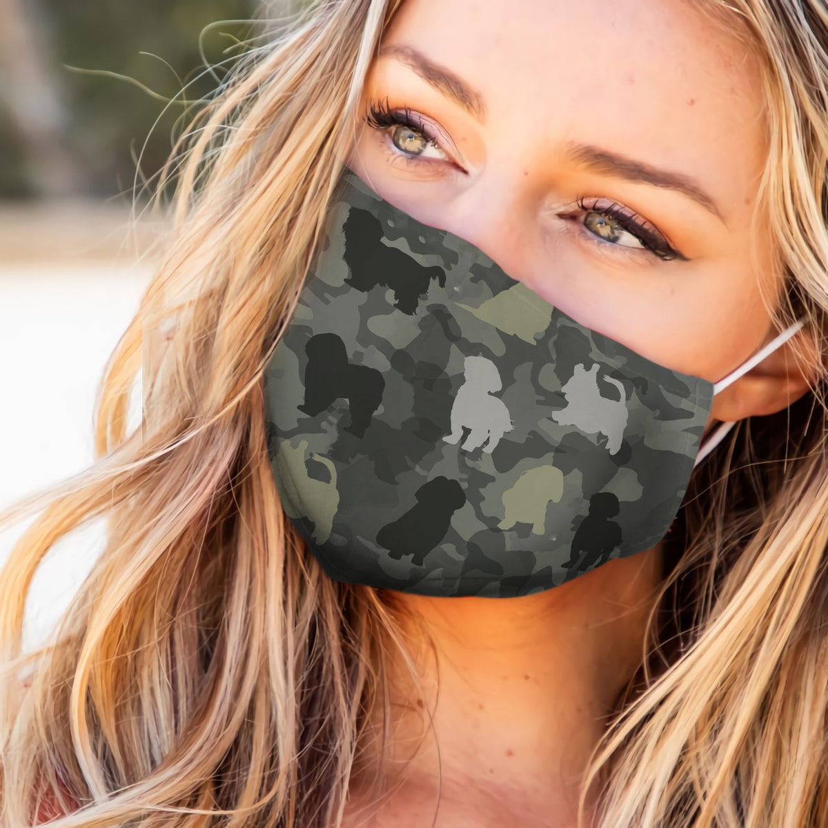 Cute Goldendoodle Camo 1304 EZ07 Face Mask