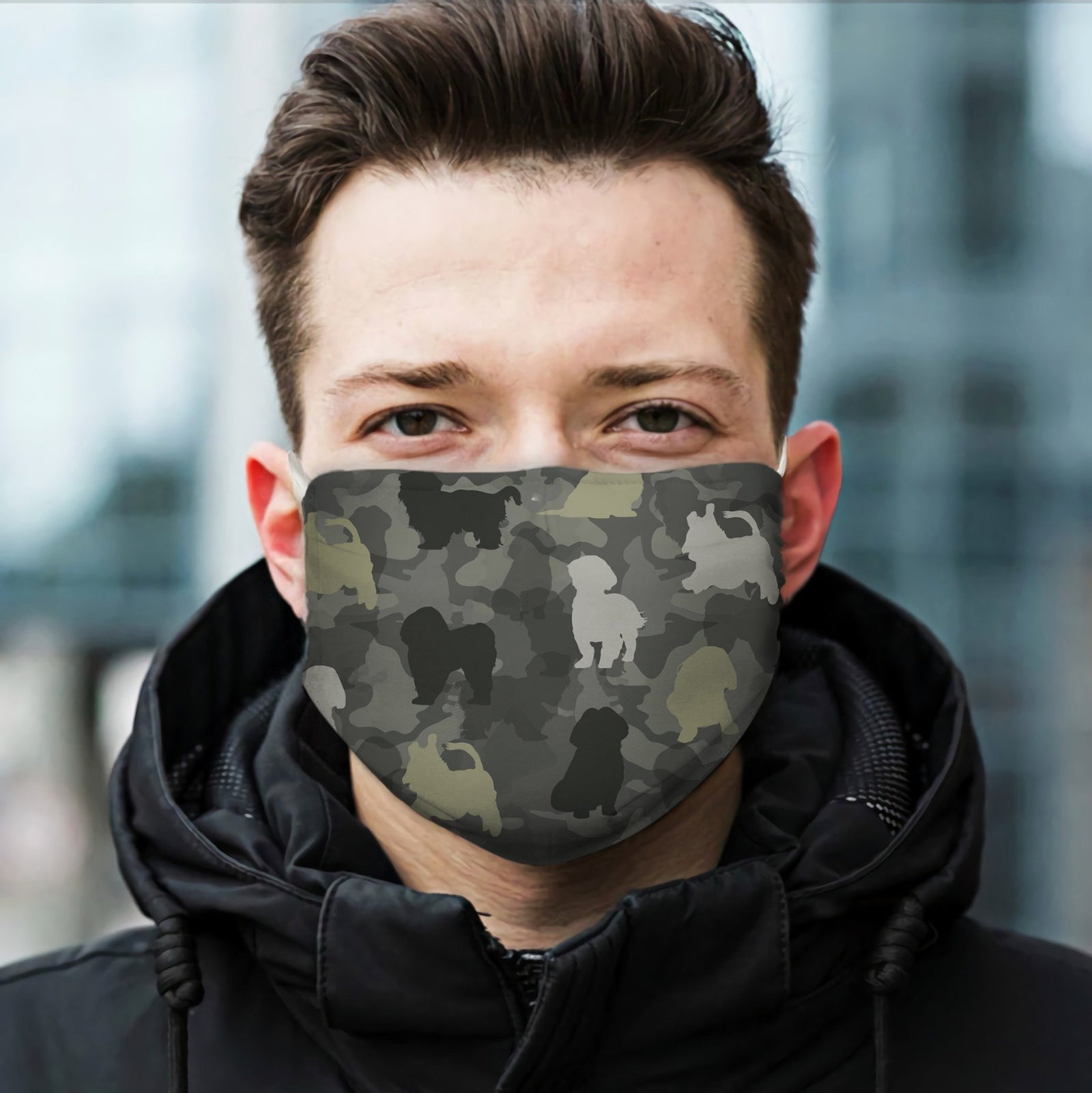 Cute Goldendoodle Camo 1304 EZ07 Face Mask