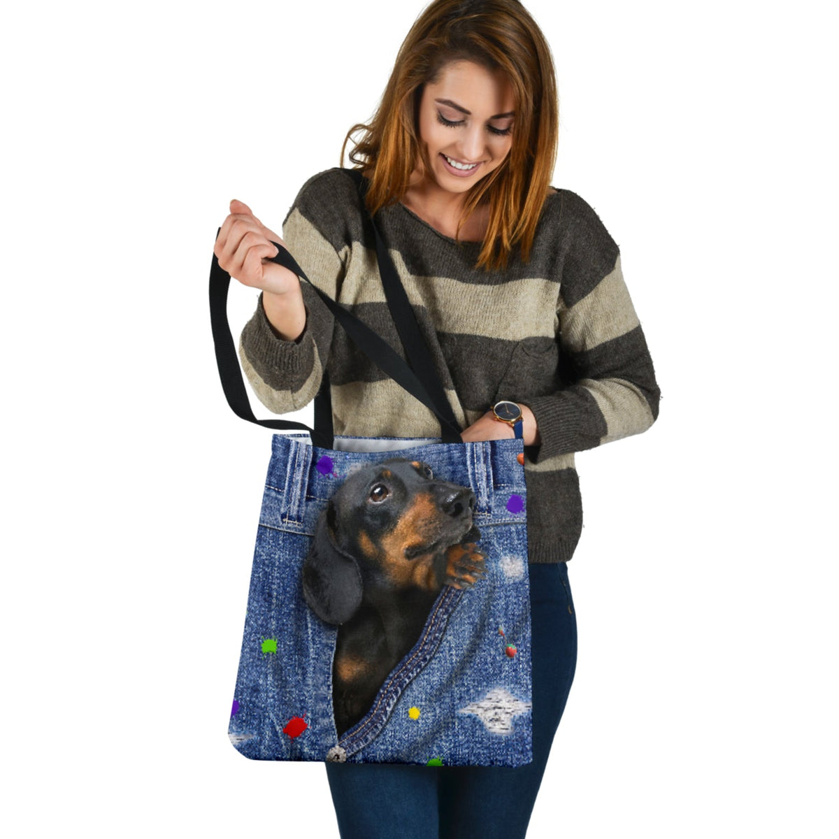 DACHSHUND-The Rainbow-Cloth Tote Bag