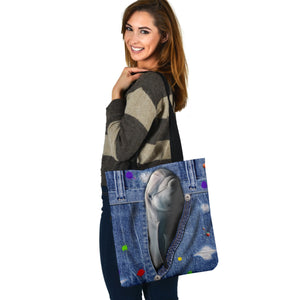 DOLPHIN-The Rainbow-Cloth Tote Bag