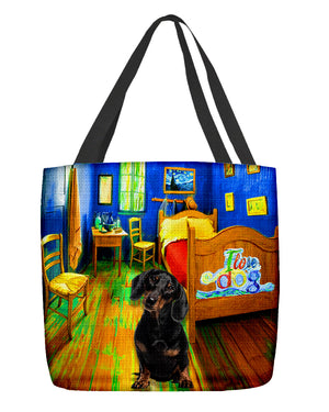 Dachshund in the bedroom-Cloth Tote Bag