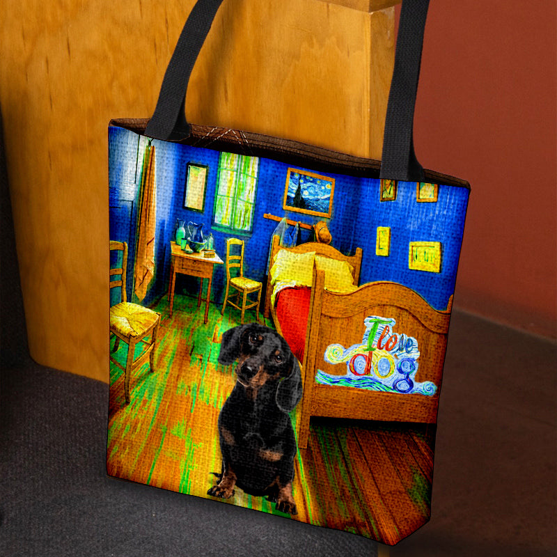 Dachshund in the bedroom-Cloth Tote Bag