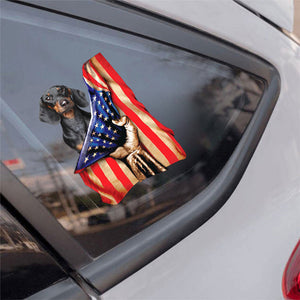 Dachshund-American Flag Front Car Sticker