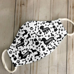 Dachshund Black &amp; White Pattern EZ07 2707 Face Mask