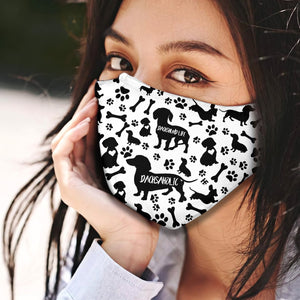 Dachshund Black &amp; White Pattern EZ07 2707 Face Mask