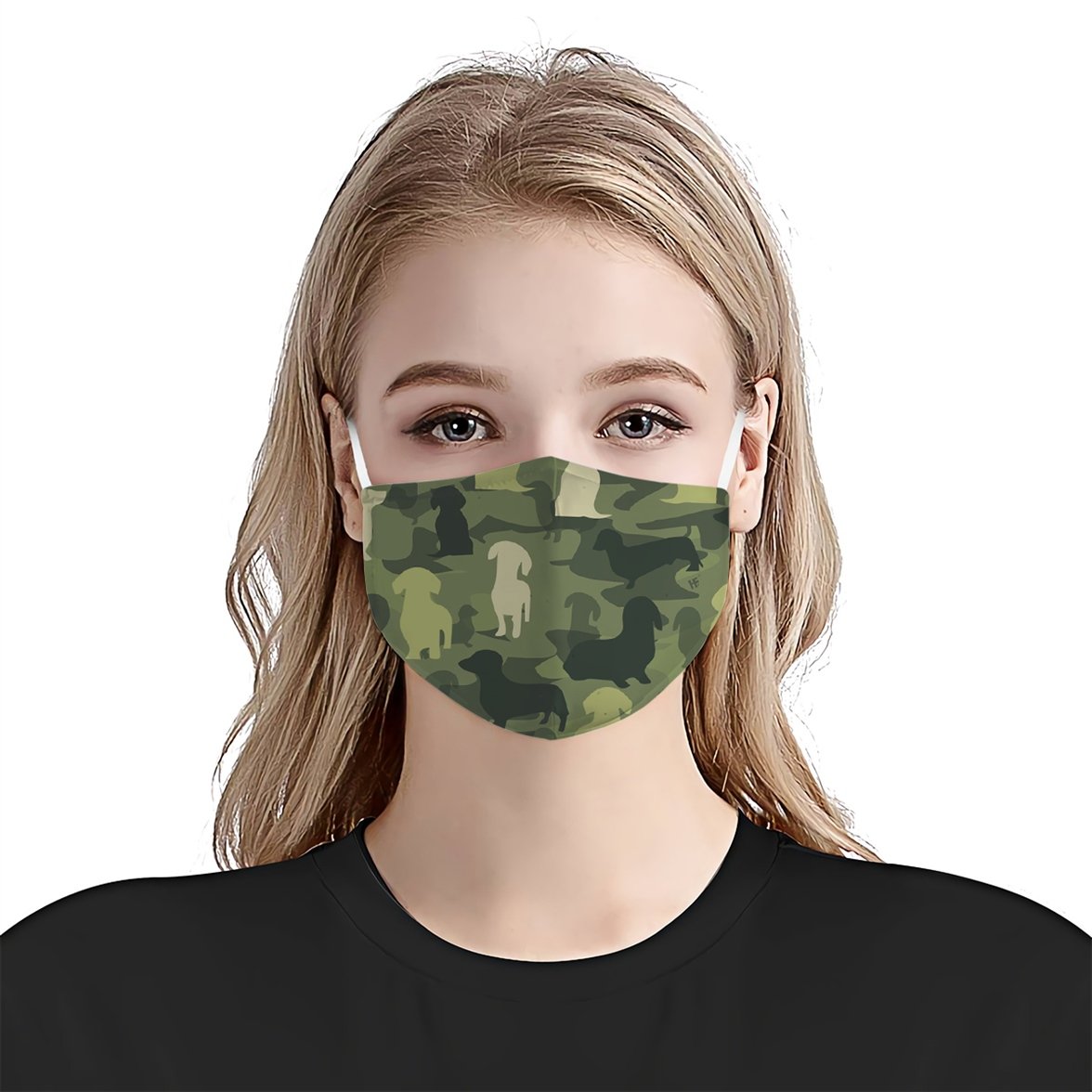 Dachshund Camo Pattern Army EZ16 0907 Face Mask