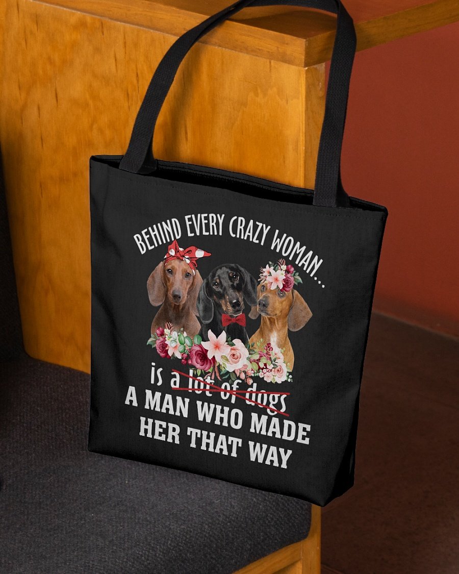 Dachshund-Crazy Woman Cloth Tote Bag