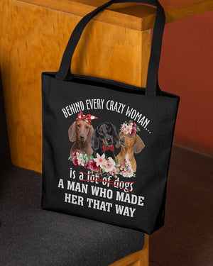 Dachshund-Crazy Woman Cloth Tote Bag