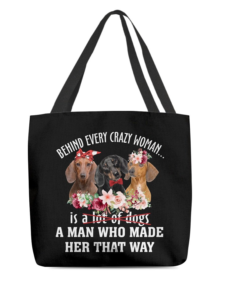 Dachshund-Crazy Woman Cloth Tote Bag