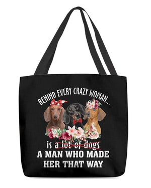 Dachshund-Crazy Woman Cloth Tote Bag