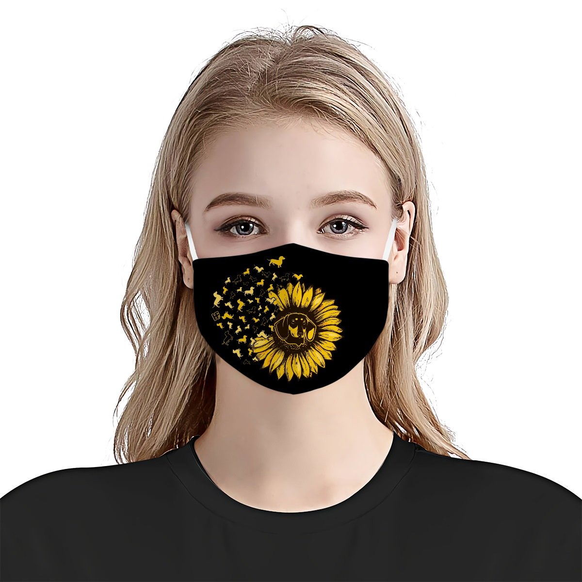 Dachshund Dog Sunflower Leaf EZ01 2404 Face Mask