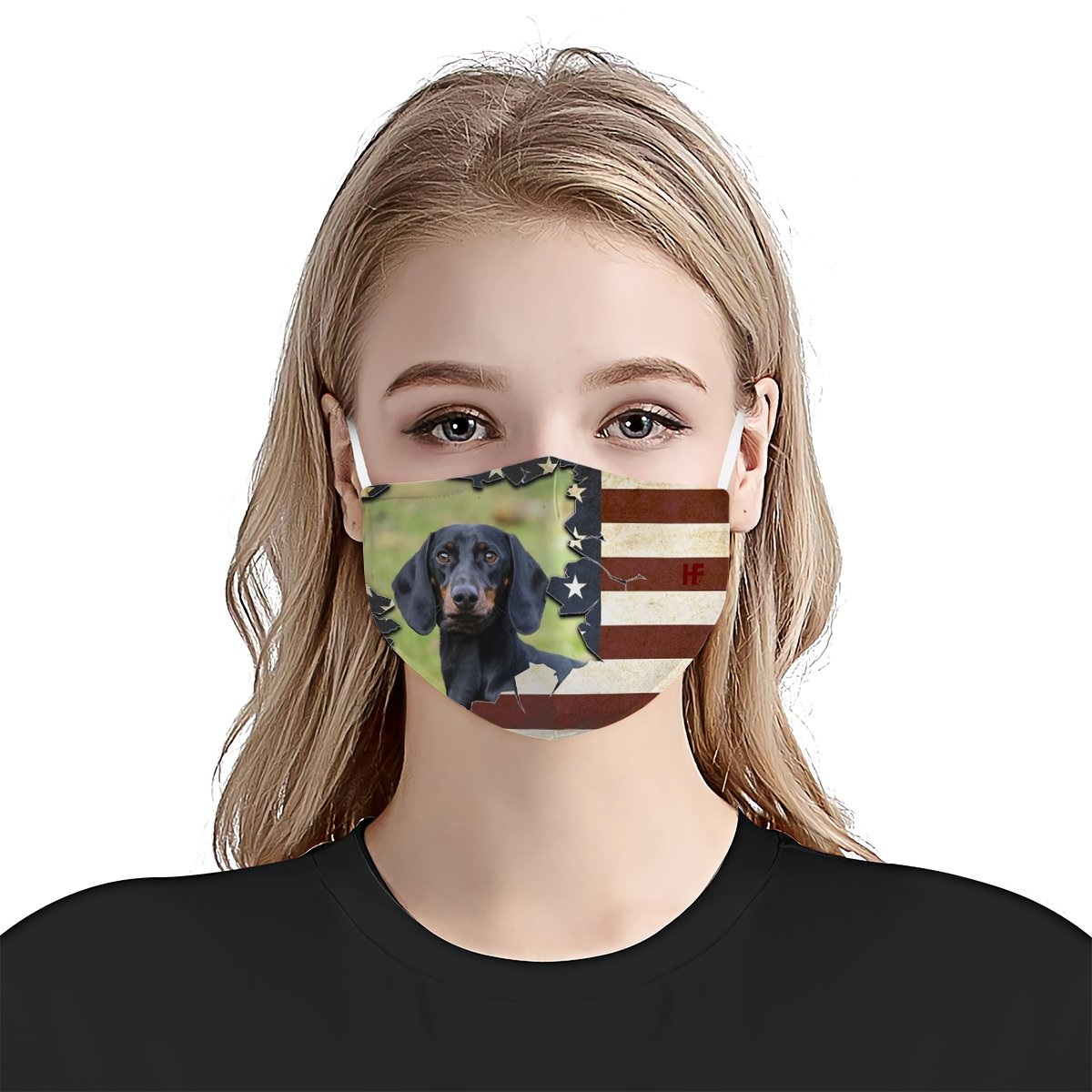 Dachshund With American Flag EZ08 1006 Face Mask