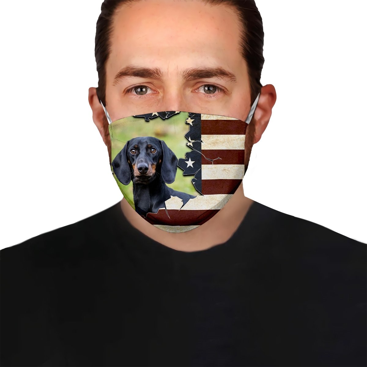 Dachshund With American Flag EZ08 1006 Face Mask