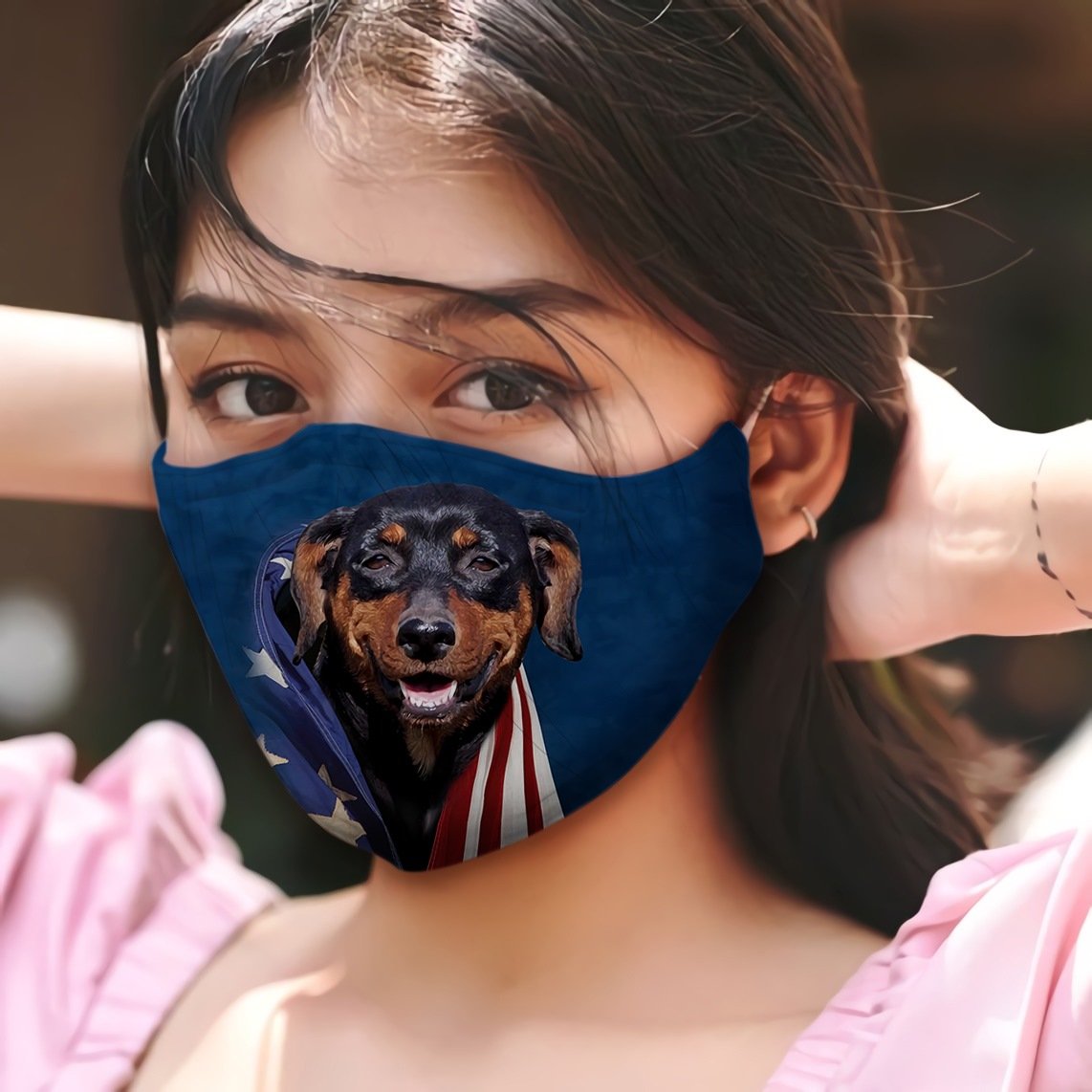 Dachshund In American Flag EZ01 Face Mask